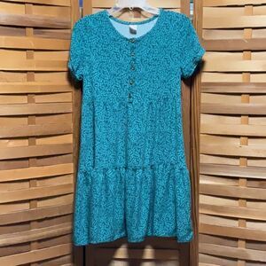 Wonder Nation Green Casual Sundress Short Sleeve Girls XL  14-16 Rayon